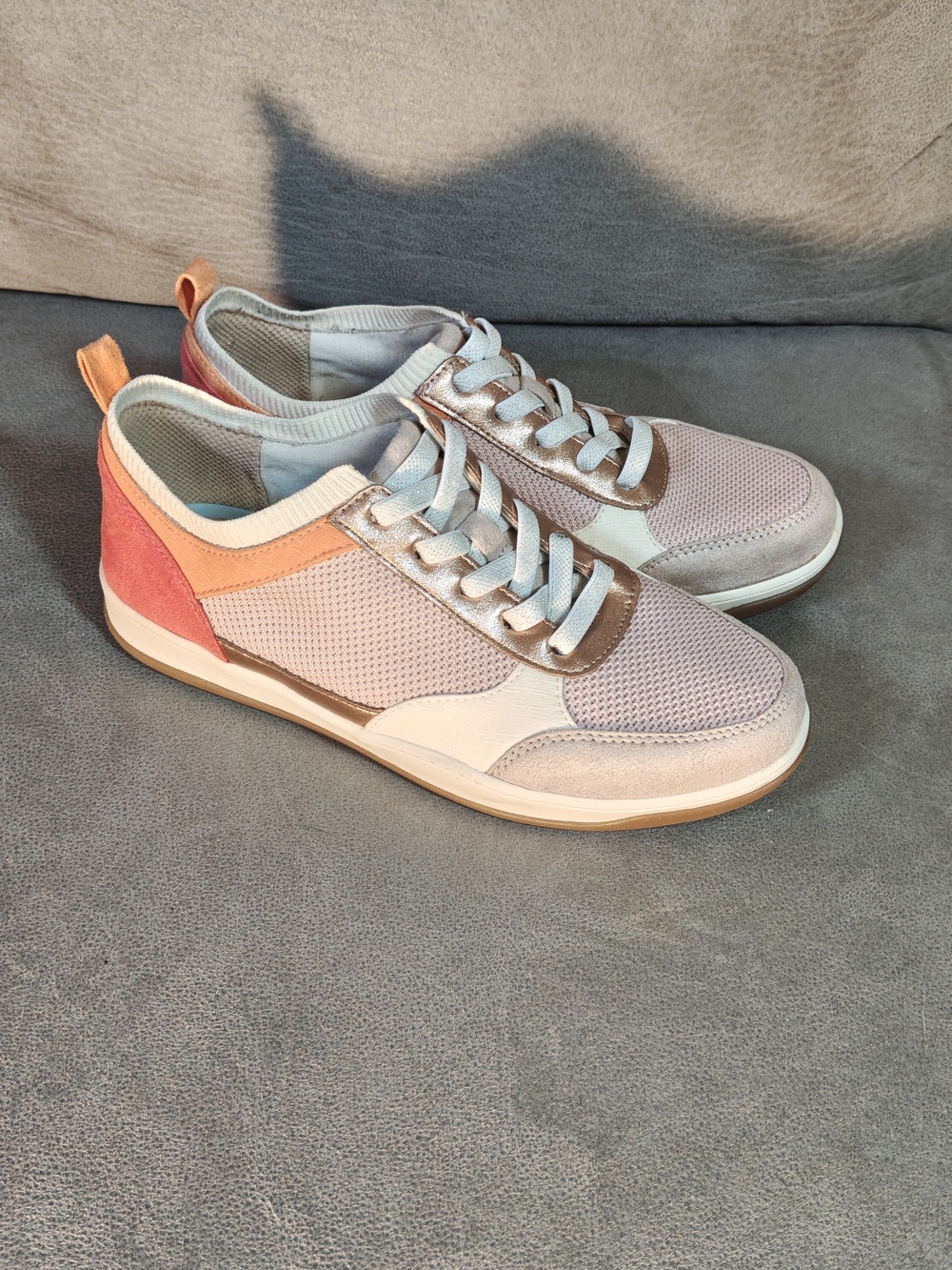 Life Stride Women’s Lace-Up Sneakers in Pink, Coral and Metallic